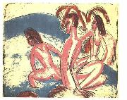 Ernst Ludwig Kirchner Tree bathers sitting on rocks oil painting reproduction